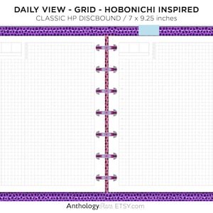 Classic Discbound Daily View - HOBONICHI inspired GRID - Minimalist Fits Happy Planner