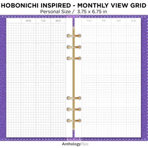 Monthly GRID HOBONICHI Inspired Personal Printable Planner Ring Binder image 4