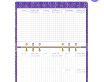 Personal Ring WEEKLY LANDSCAPE Format GRID Printable Planner Insert