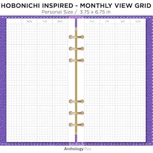 Monthly GRID HOBONICHI Inspired Personal Printable Planner Ring Binder image 1