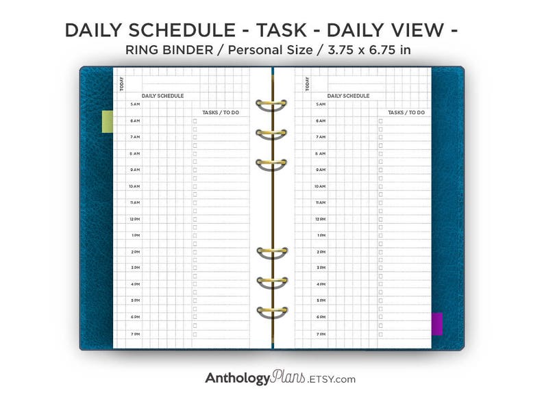 Personal Size Daily Printable Insert for Filofax / Ring Etsy