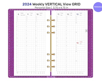 2024 Weekly VERTICAL Personal GRID Printable Planner Refill Insert