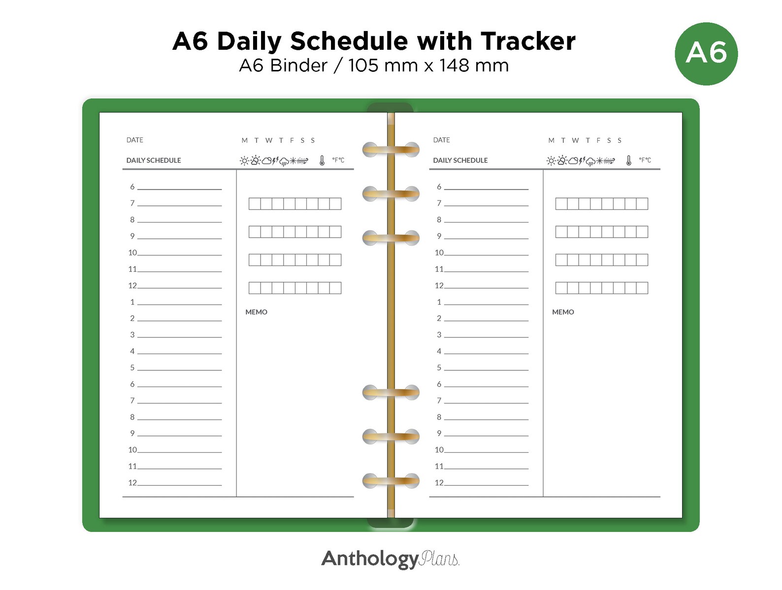 A6 DAILY Schedule With Tracker Printable RING Planner Insert - Etsy Canada