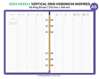 2024 A5 Weekly Fauxbonichi Printable Diary GRID Vertical DFA5004-2024