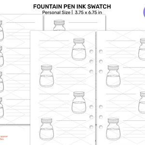 PERSONAL Size INK Swatch - Printable Planner Insert for Ring or Discbound Planners - Fountain Pen Swatch