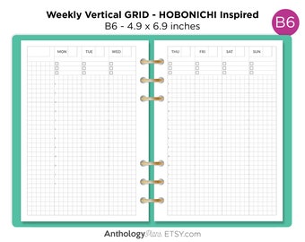 Mini Disc Bound Weekly View Vertical HOBONICHI Inspired GRID - Etsy