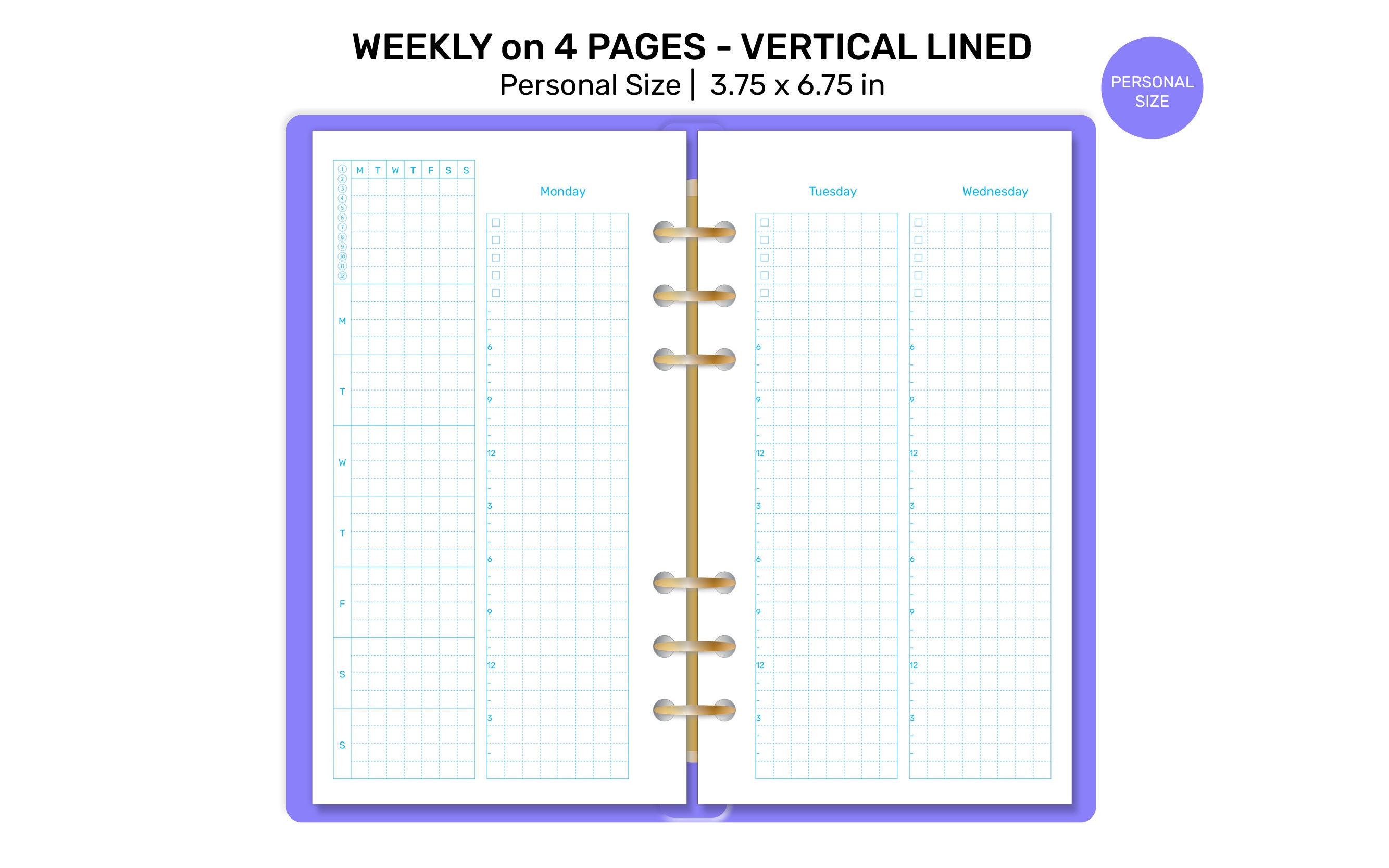 PERSONAL Weekly on 4 Pages Printable Insert for Ring Planner - Wo4p ...