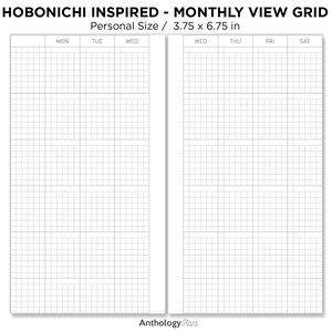 Monthly GRID HOBONICHI Inspired Personal Printable Planner Ring Binder image 7