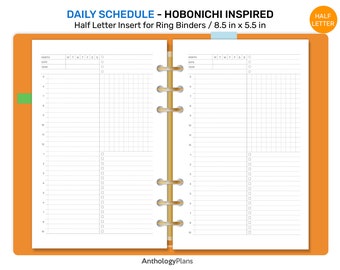 DAILY View HALF LETTER Classic Schedule Appointment Printable for Ring Binder Planner Minimalist