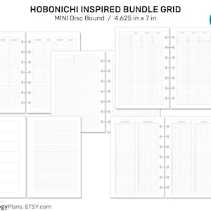 Mini Disc Bound HOBO Inspired BUNDLE SET - Minimalist Functional - Daily, Weekly, Monthly, Year At A Glance