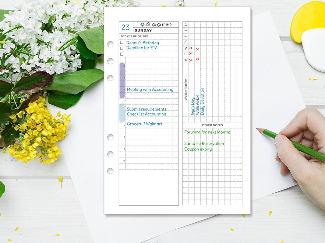 A5 Weekly on 4 Pages Vertical With Weekly Tracker Printable Planner ...