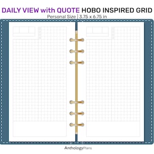 HOBO Daily View with Quote Space Printable Planner Insert - 4 MM Size Grid - Do1P Grid Minimalist - FP003B
