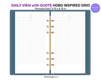 HOBO Daily View with Quote Space Printable Planner Insert - 4 MM Size Grid - Do1P Grid Minimalist - FP003B