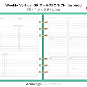 B6 WEEKLY View Summary Printable Insert Inspired for Ring or Disc Bound Printable Planner Refill