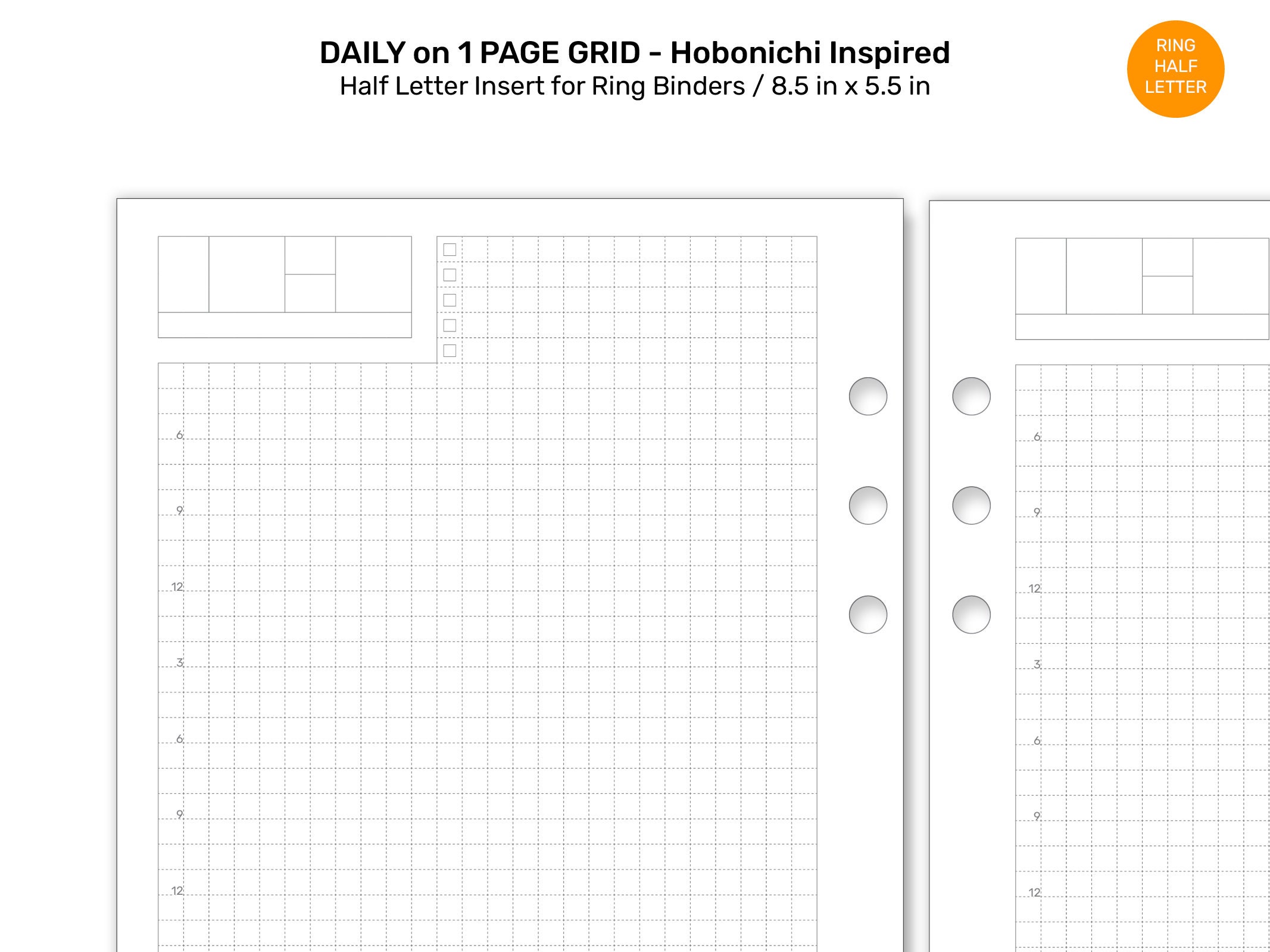 Half Letter Planner Refill Printable Insert HOBONICHI Etsy