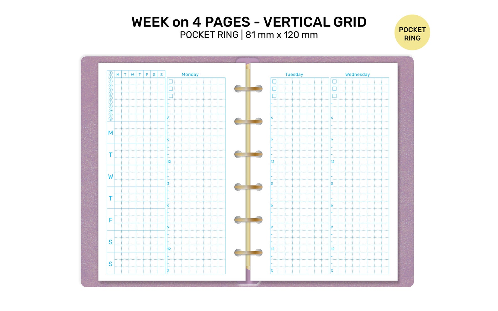 POCKET Weekly View on 4 Pages Printable Insert for Ring Planner Wo4p ...