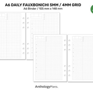 A6 Daily Hobo Inspired Printable Insert for Ring Binder GRID Fauxbonichi