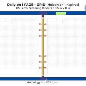 TAMANHO DA CARTA DIÁRIO GRADE inspirada em Hobonichi para planejadores de anel minimalista