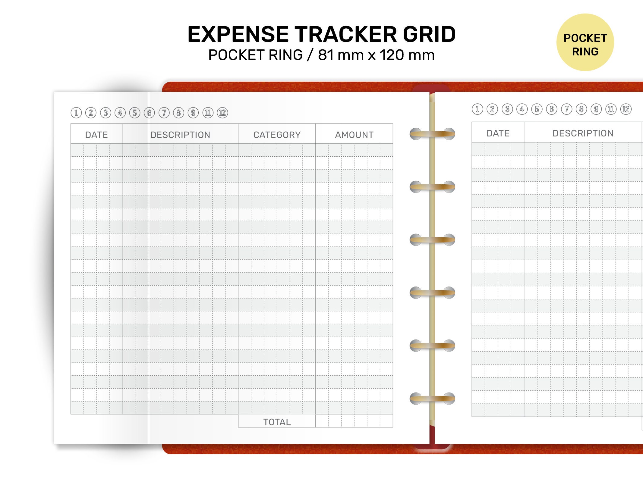 EXPENSE Tracker Foldout POCKET Ring Printable Planner Insert GRID ...