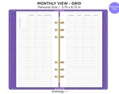 Monthly View GRID PERSONAL Ring Printable Refill Undated Hobonichi Inspired