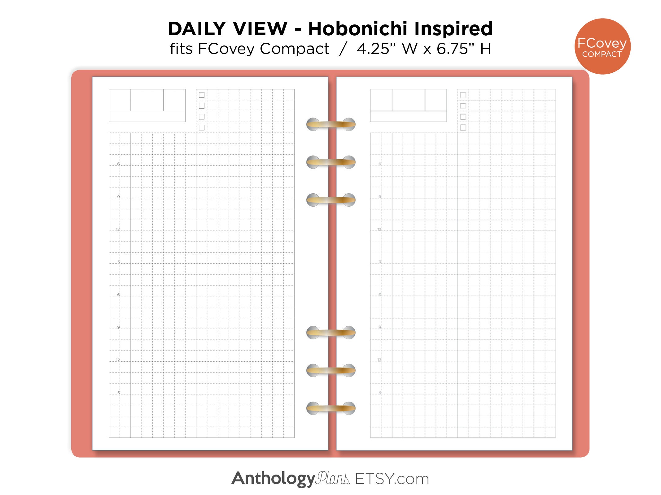 COMPACT DAILY HOBONICHI inspired for Franklin Covey Binders Etsy