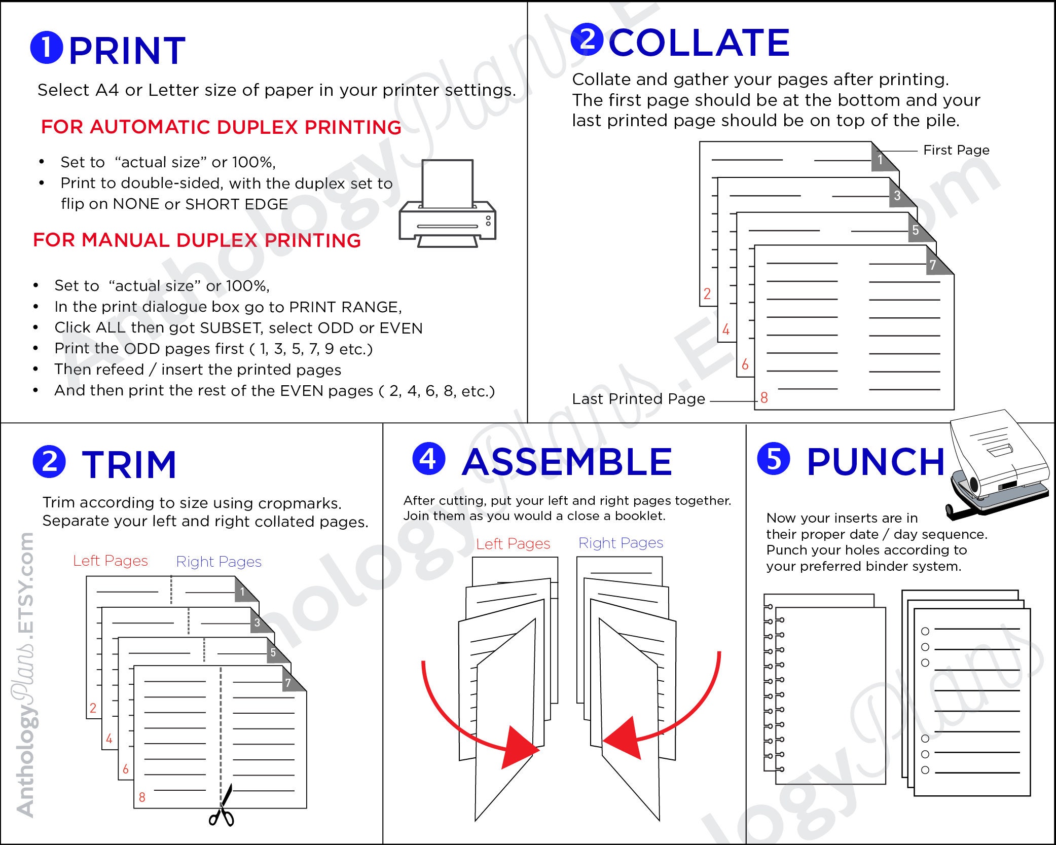 POCKET Ring Size Fountain Pen Ink Swatch Printable Planner Insert ...
