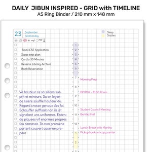 A5 DAILY JIBUN Inspired GRID Printable Planner Insert for Ring Binder ...
