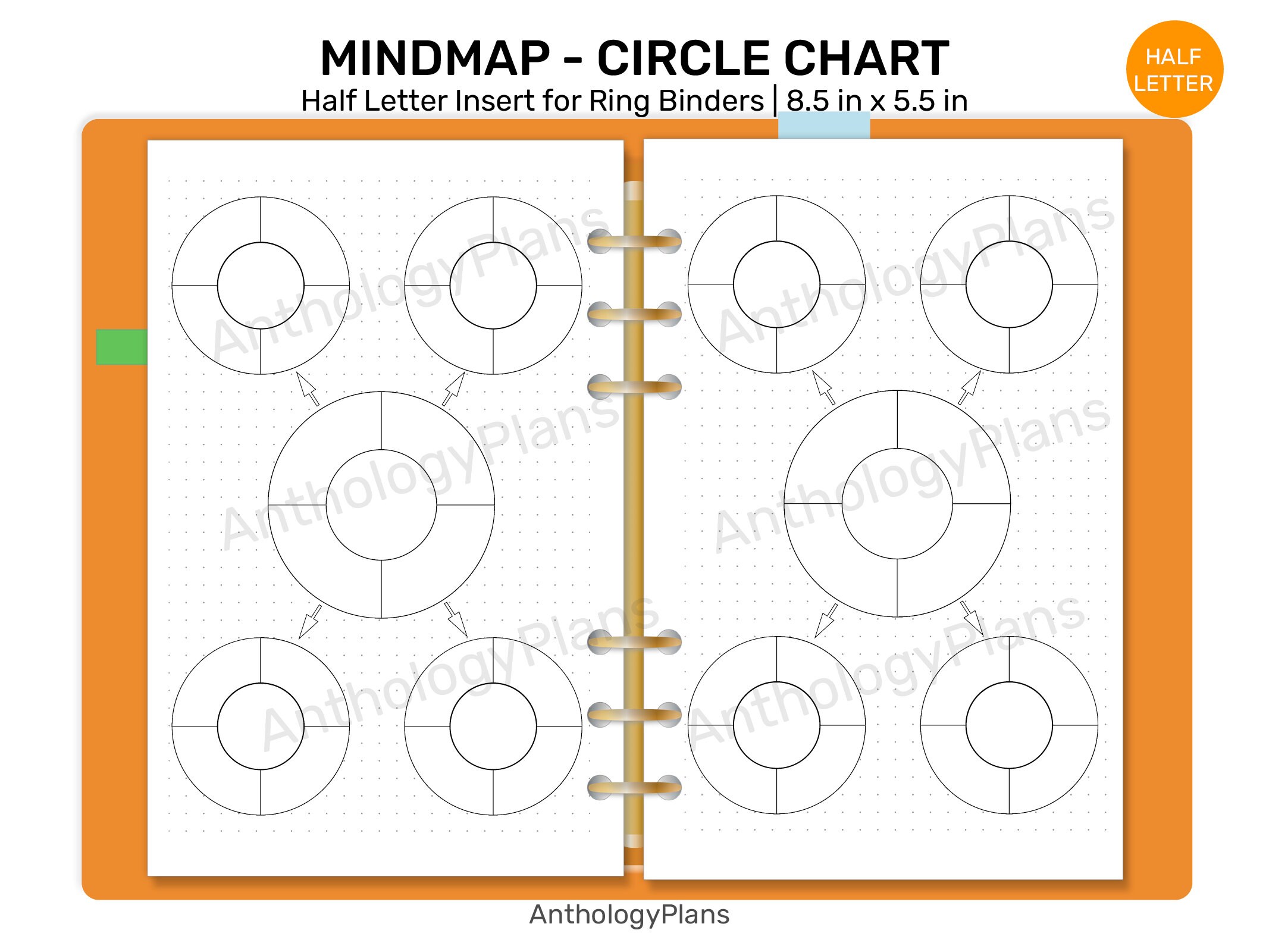 Half Letter Planner Circle MIND Map Printable Insert for Ring - Etsy