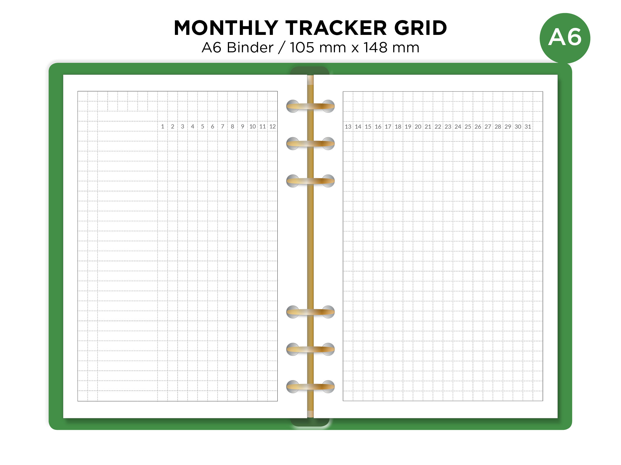 A6 Monthly Tracker Ring Binder Printable Planner Insert Minimalist ...