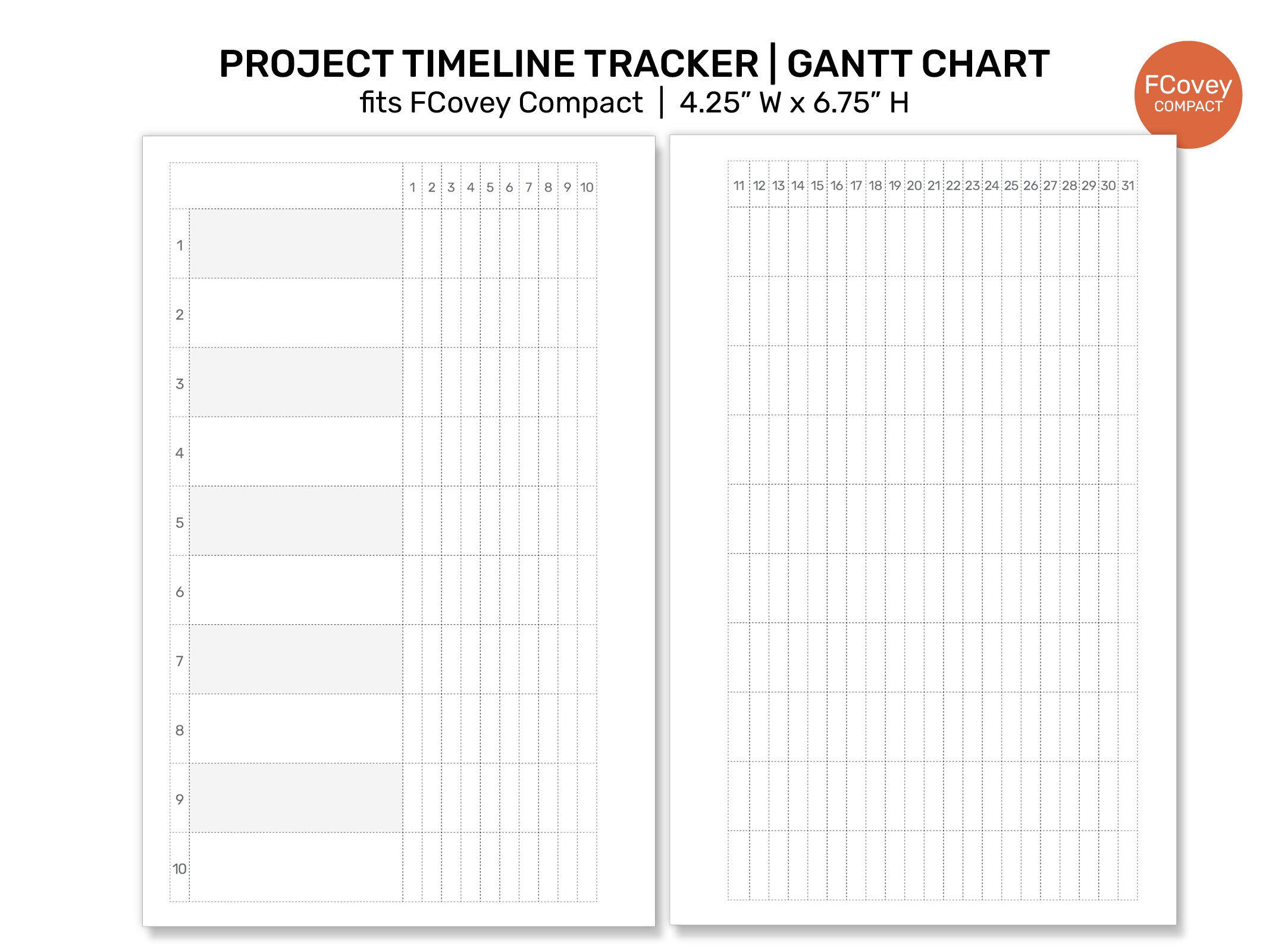 COMPACT FC Gantt Chart Project Timeline Tracker Printable Planner ...