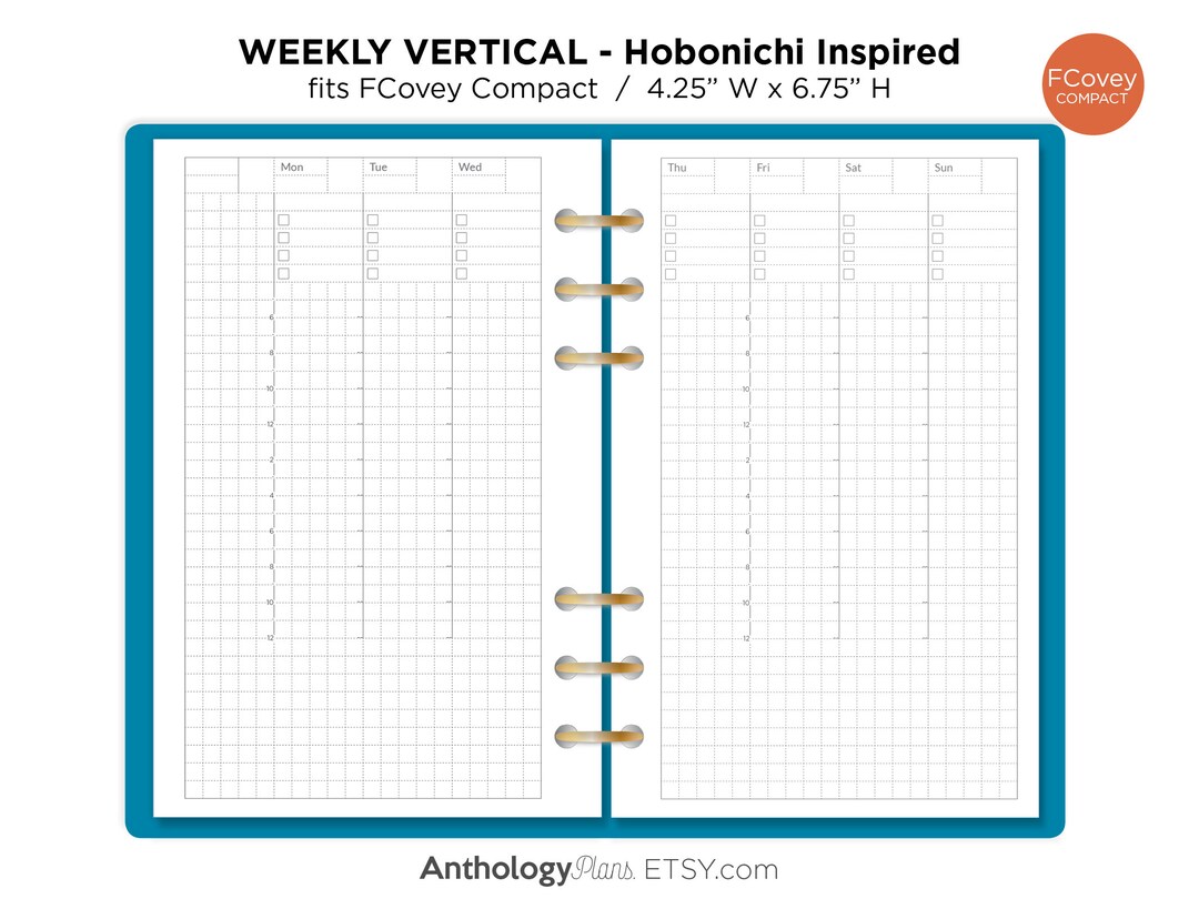 Weekly Vertical GRID HOBONICHI Inspired for FC Compact Binders ...