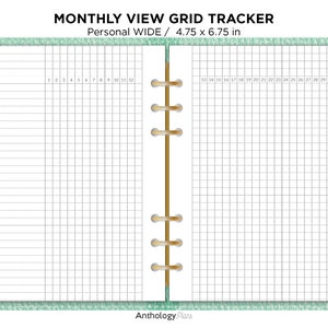 Persönliche breite monatliche Tracker GRID druckbare Planerbeilage
