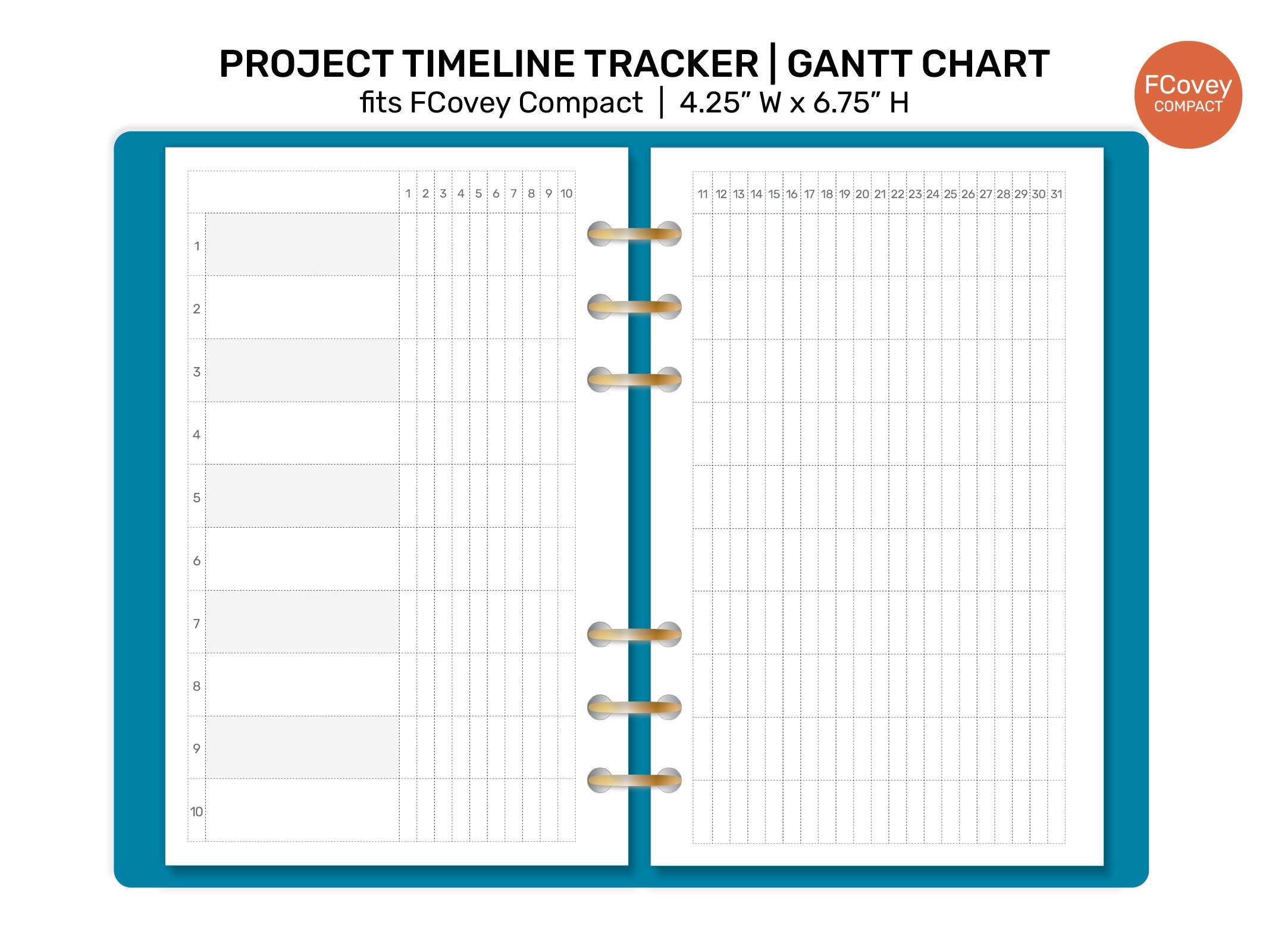 COMPACT FC Gantt Chart Project Timeline Tracker Printable Planner ...