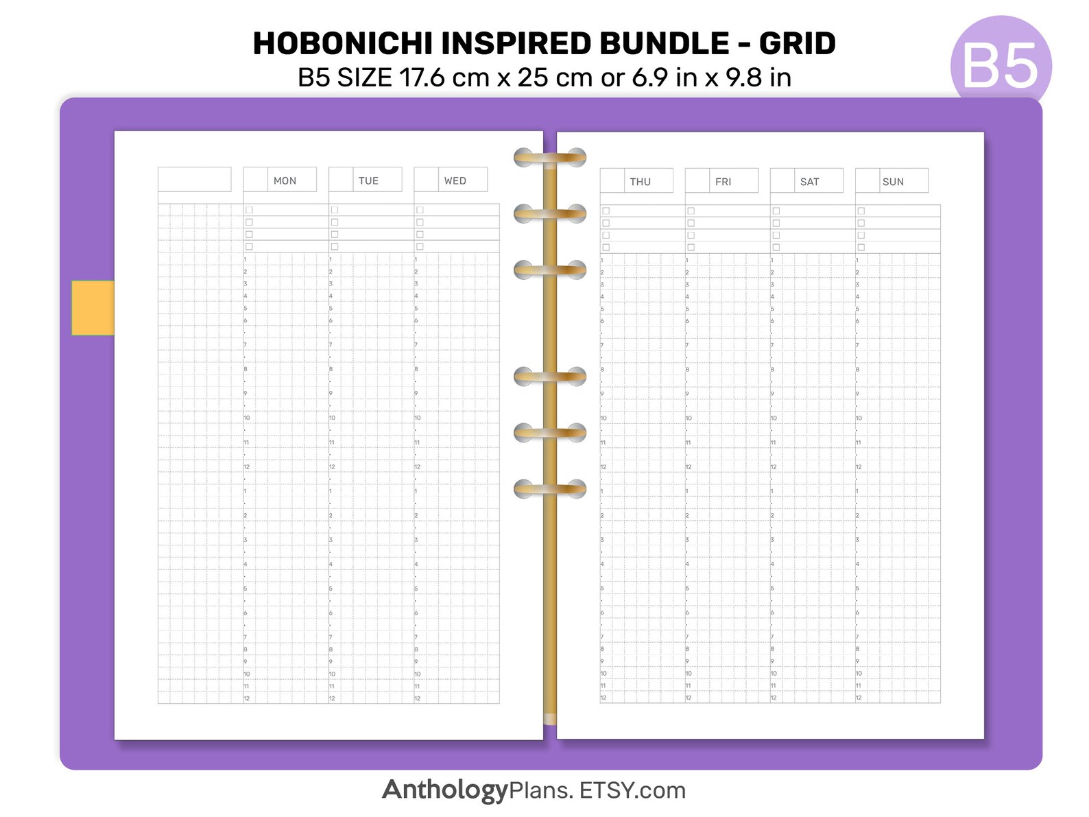 B5 Hobonichi Inspired Bundle Grid Printable Planner Daily - Etsy