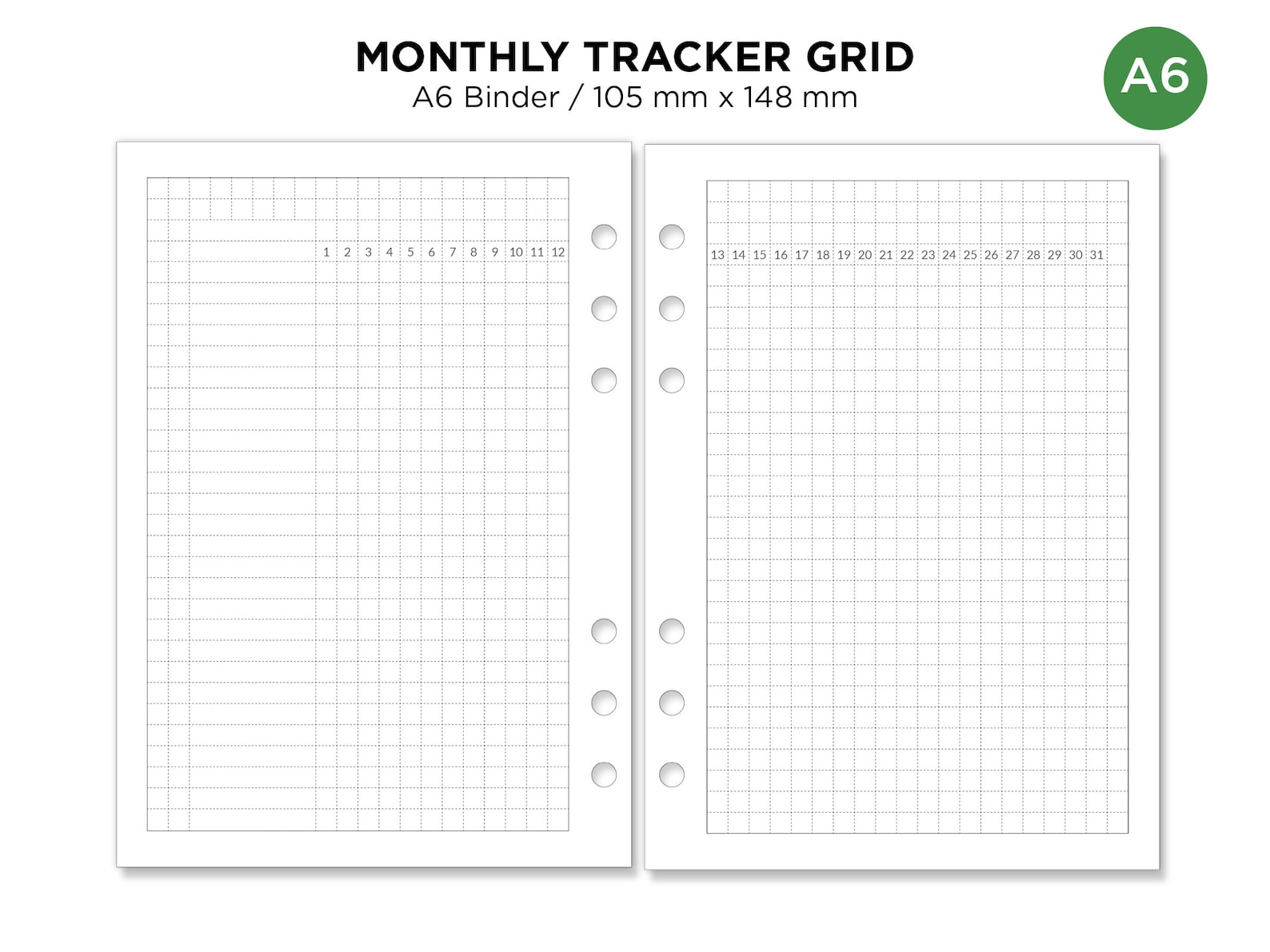 A6 Monthly Tracker Ring Binder Printable Planner Insert Minimalist ...
