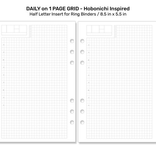 Half Letter Planner Refill Printable Insert HOBONICHI Etsy