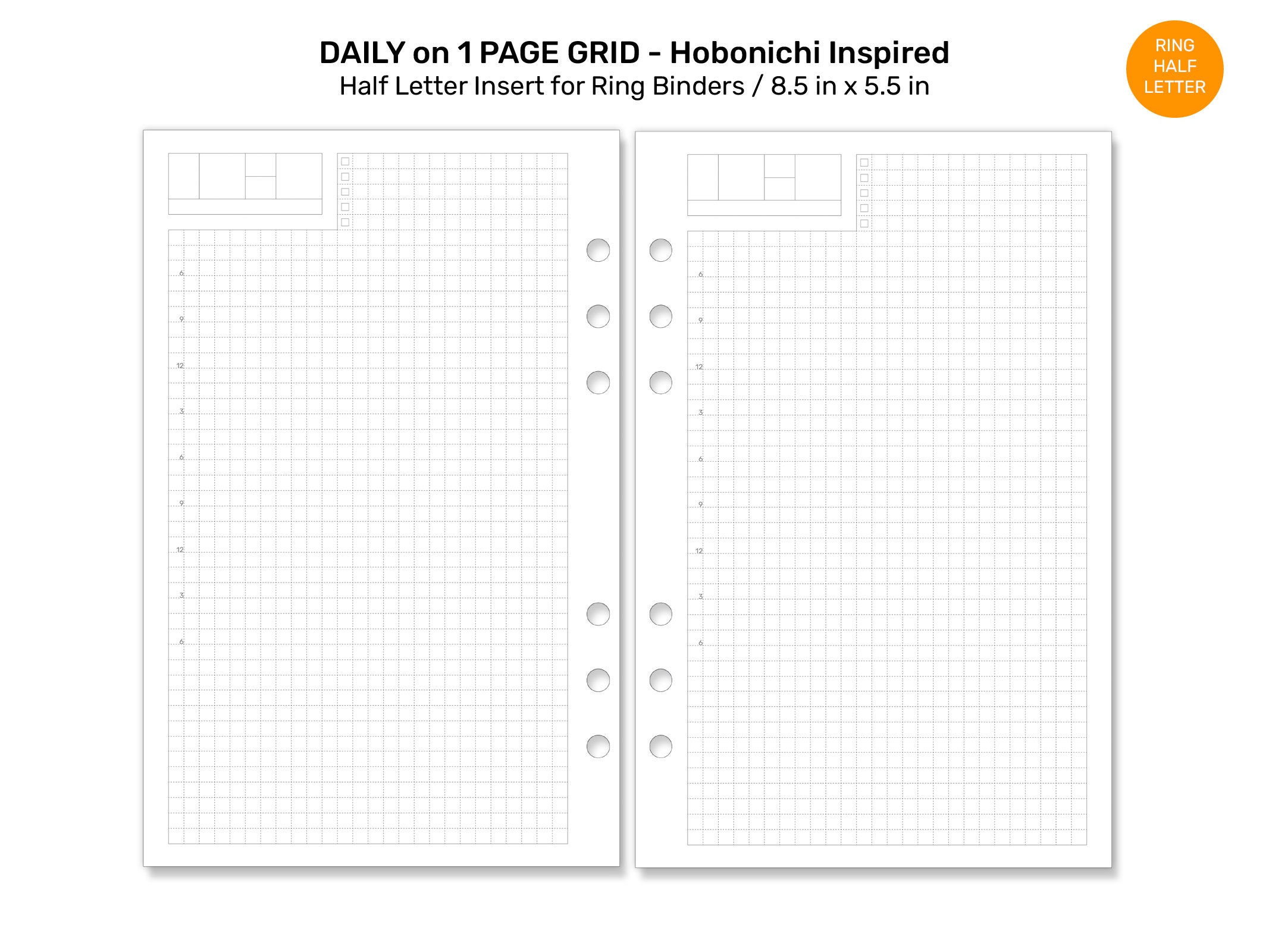 Half Letter Planner Refill Printable Insert HOBONICHI Etsy