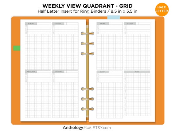 50 percent Letter Weekly Vertical Quadrant Grid Based mostly Printable Planner Add Minimalist Simple photo relating to Covey Quadrants Printable named 50 percent Letter Weekly Vertical Quadrant Grid Dependent Printable Planner Add Minimalist Sensible