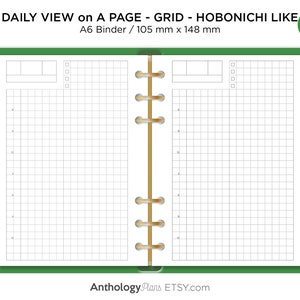 Inserção para impressão inspirada no Hobo diário A6 para fichário GRID Fauxbonichi