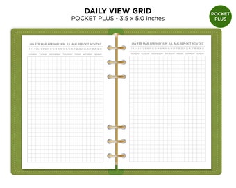 Pocket PLUS Daily GRID Do1P - Minimalist & Functional Ring Printable Planner Refill Undated