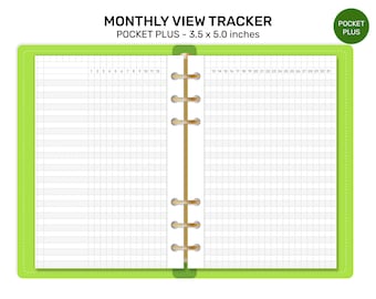 POCKET Plus MONTHLY TRACKER - Printable Planner Insert for Ring Planner