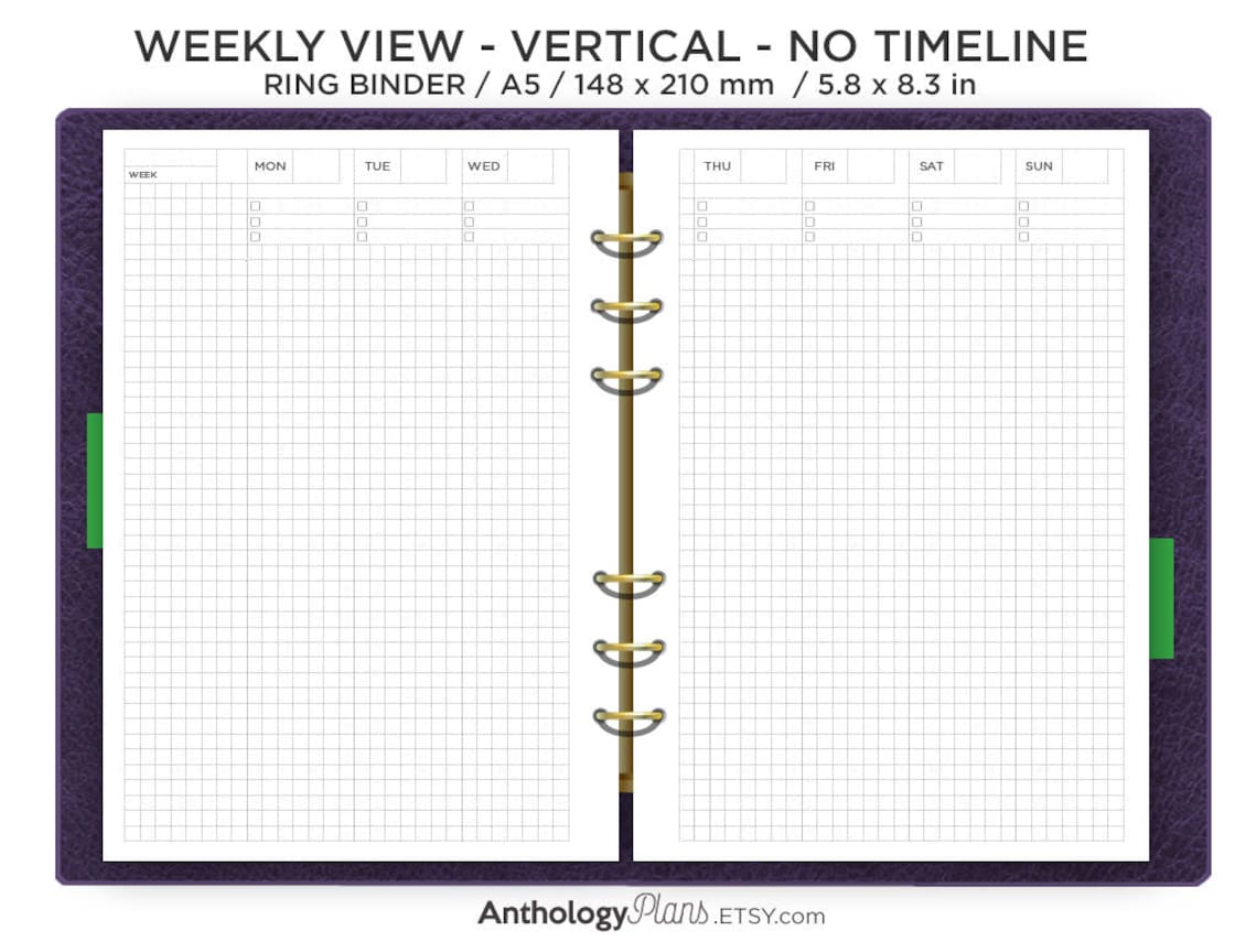 A5 Planner Refill Printable Weekly Filofax Insert HOBONICHI Etsy a5-planner-refill-printable-weekly-filofax-insert-hobonichi-etsy