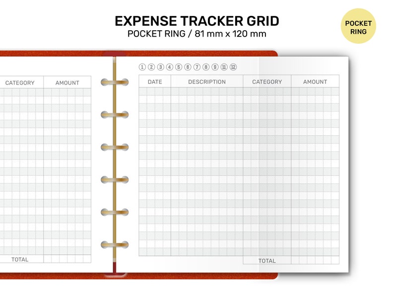 EXPENSE Tracker Foldout POCKET Ring Printable Planner Insert GRID ...