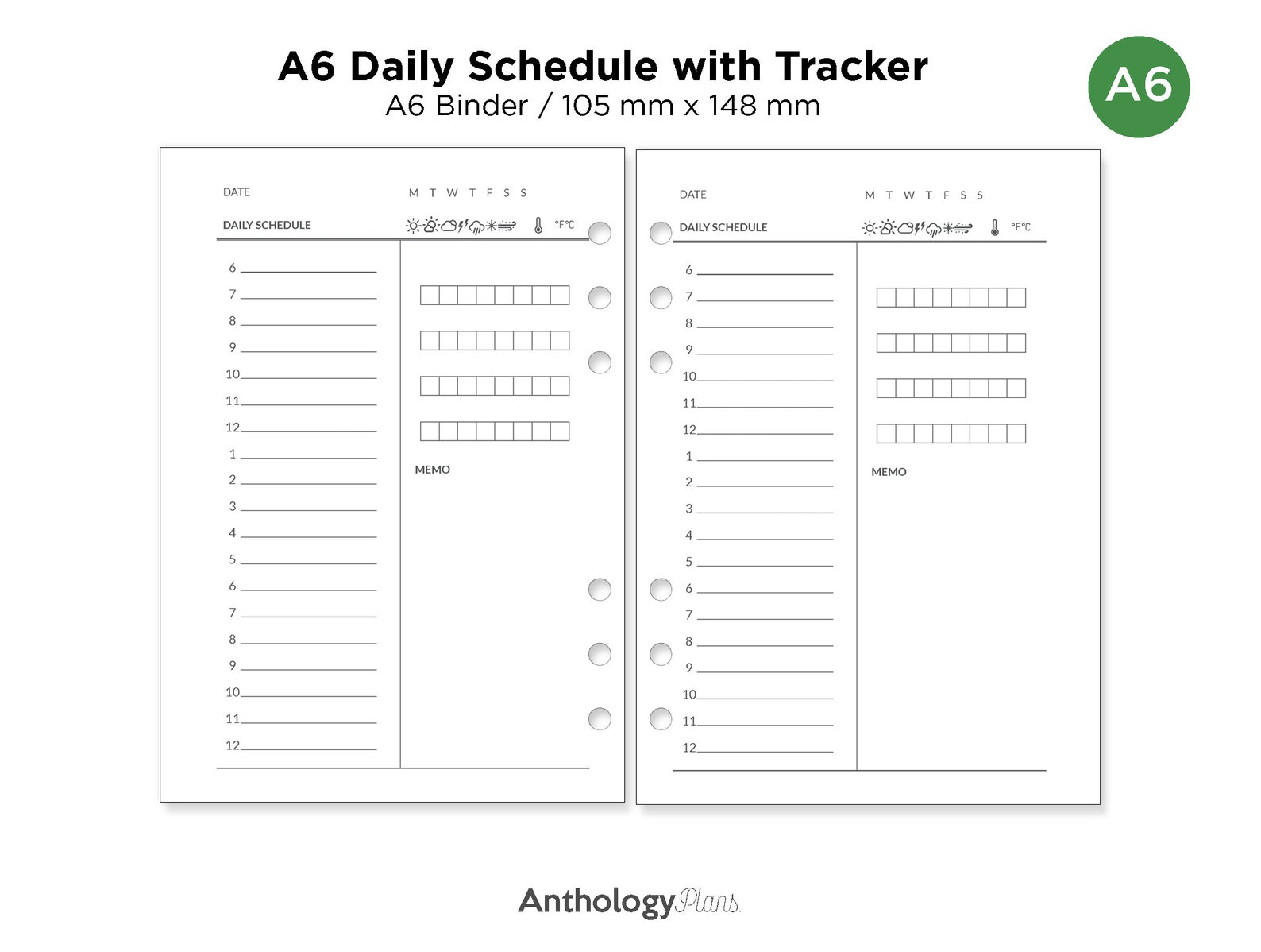 A6 DAILY Schedule With Tracker Printable RING Planner Insert - Etsy Canada