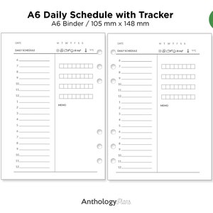 A6 DAILY Schedule With Tracker Printable RING Planner Insert - Etsy