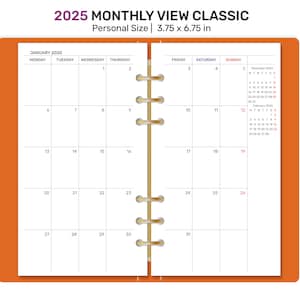 2025 MONTHLY Classic PERSONAL Size Printable Planner Insert Minimalist Functional for Ring or Discbound Planner