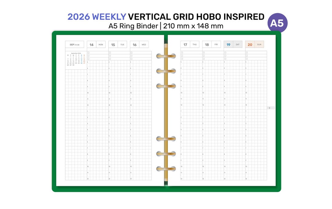 2026 A5 Weekly Planner Printable Diary Vertical Planner for Ring Binder ...