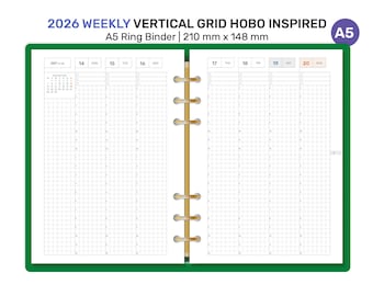 2026 A5 Weekly Planner Printable Diary Vertical Planner for Ring Binder | DFA5004L-2026