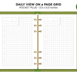 Pocket PLUS Daily View GRID - Hobonichi Inspired Layout - Do1P - Minimalist & Functional Ring Printable Refill Undated