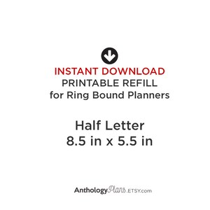 HALF LETTER Expense Tracker GRID Printable Planner Insert for Ring ...